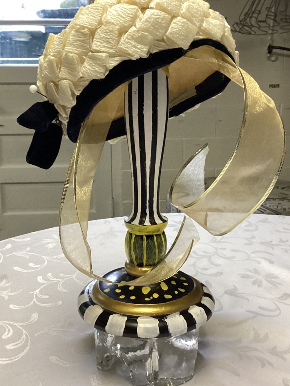 MacKenzie-Childs Courtly Check N POLKA DOT HAT STAND / hat too